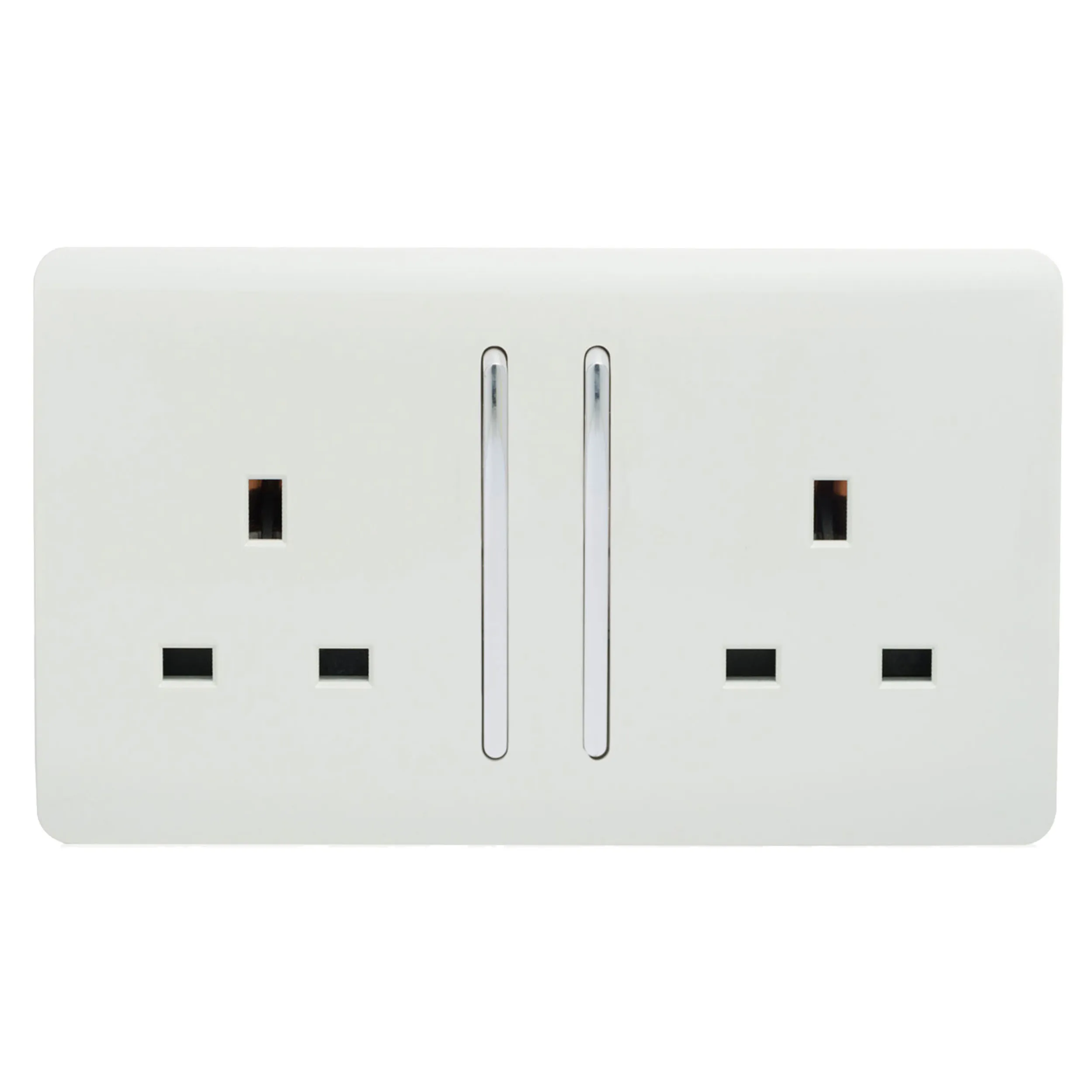2 Gang 13Amp Long Switched Double Socket Ice White
